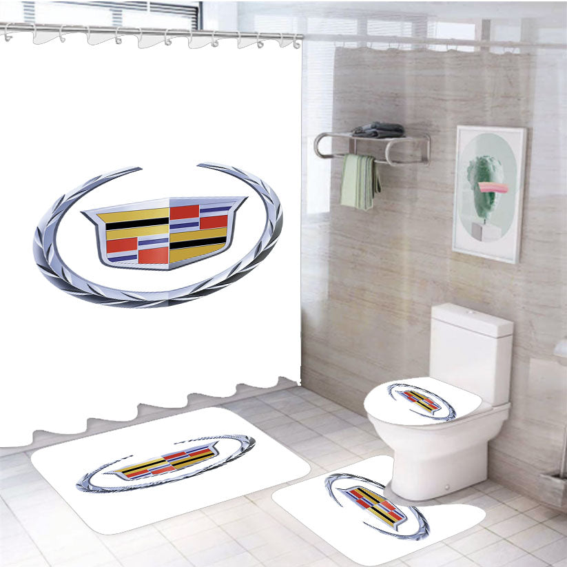 Cadillac Logo White 4Pcs Bathroom Set Shower Curtain