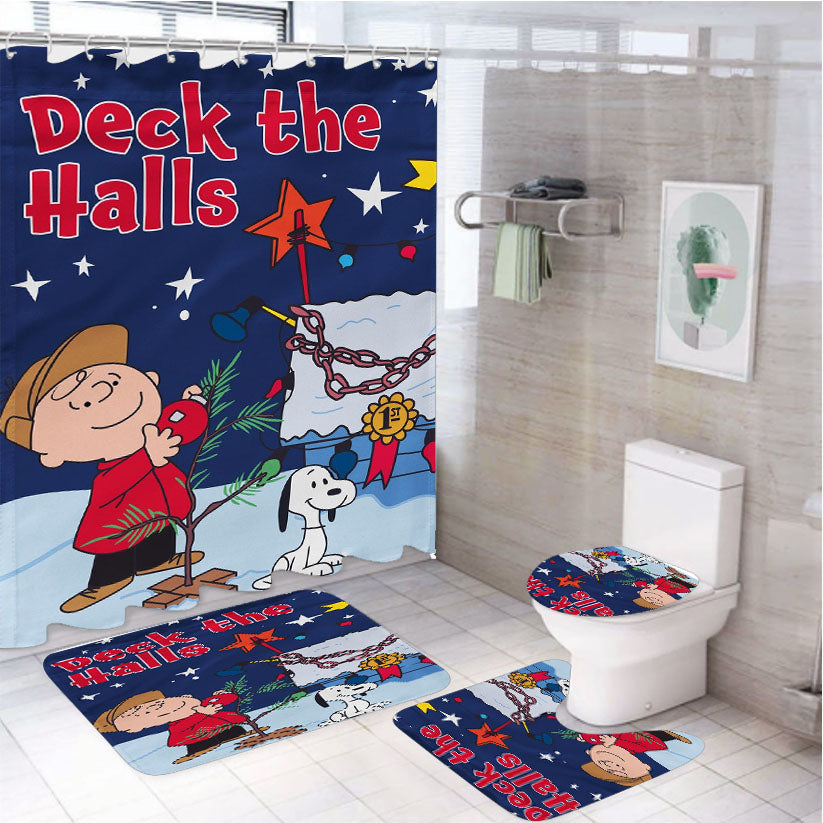 Charlie Brown Christmas Tree 4Pcs Bathroom Set Shower Curtain