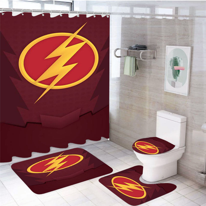 Chest Logo The Flash 4Pcs Bathroom Set Shower Curtain