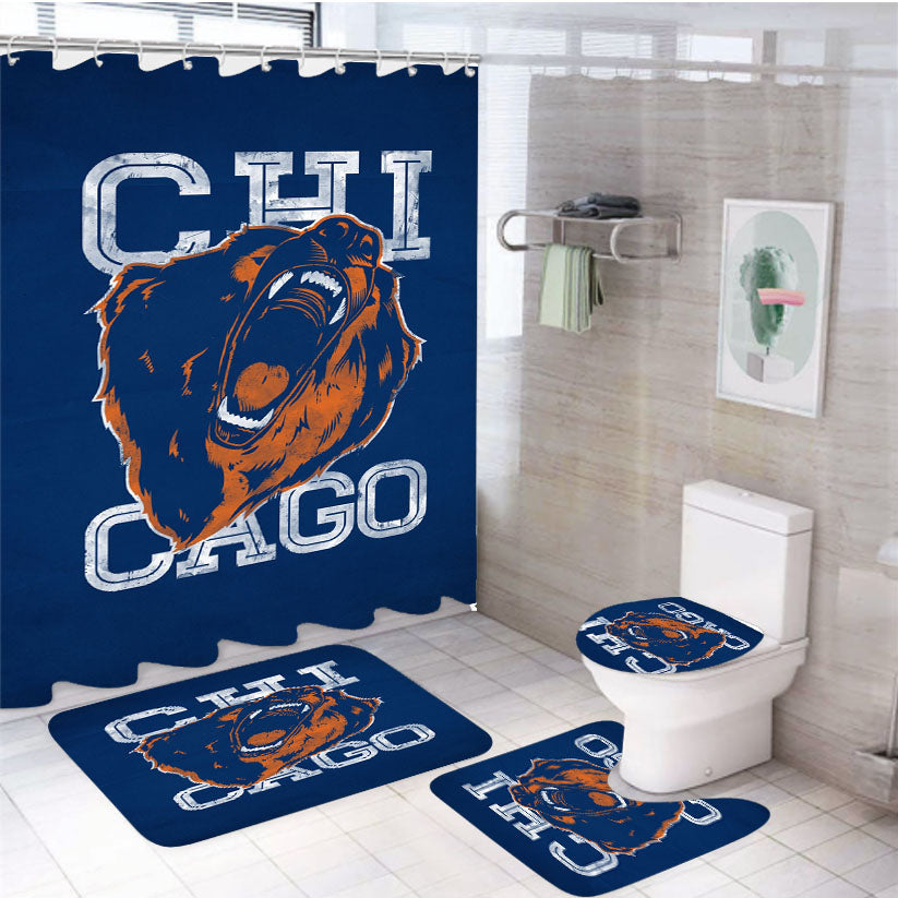 Chicago Angry Bears Nfl 4Pcs Bathroom Set Shower Curtain