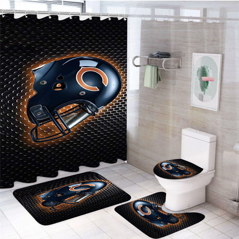 Chicago Bears Helmet 4Pcs Bathroom Set Shower Curtain