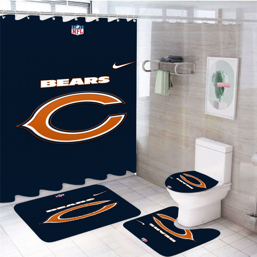 Chicago Bears Nfl 3 4Pcs Bathroom Set Shower Curtain