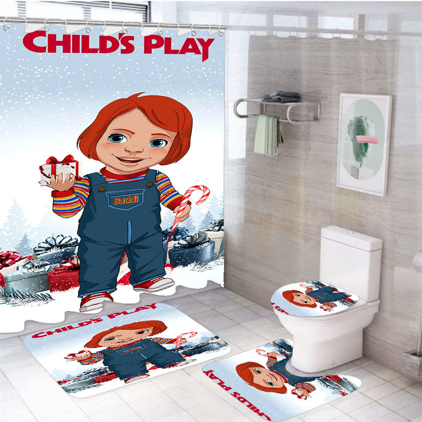 Childs Play Buddi Poster Christmas 4Pcs Bathroom Set Shower Curtain