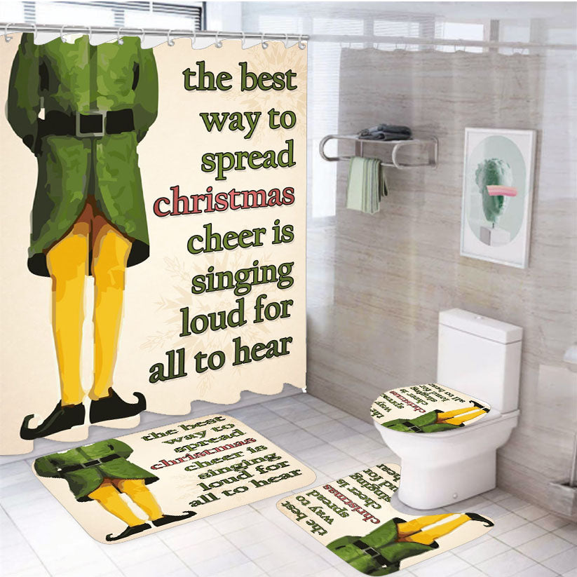 Christmas Elf Quote 4Pcs Bathroom Set Shower Curtain