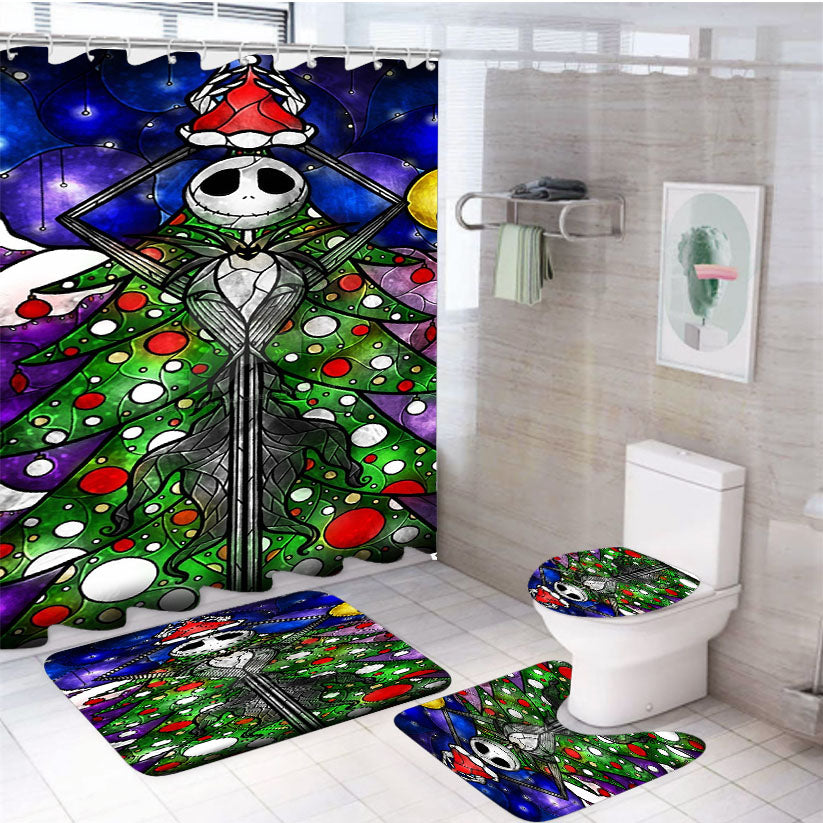 Christmas Jack Skellington Nightmare 4Pcs Bathroom Set Shower Curtain