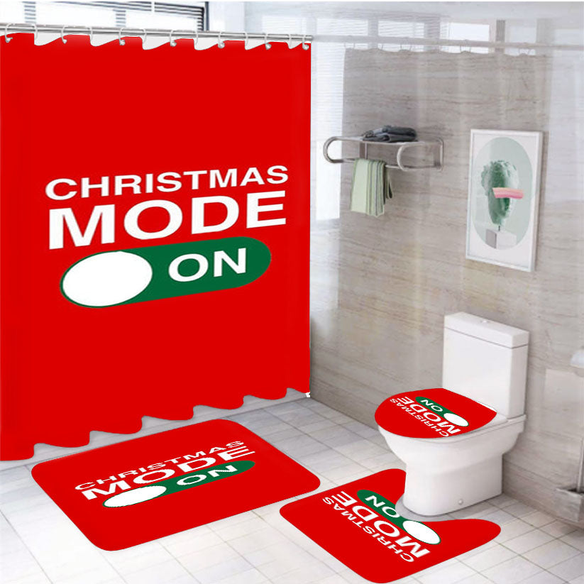 Christmas Mode On 4Pcs Bathroom Set Shower Curtain