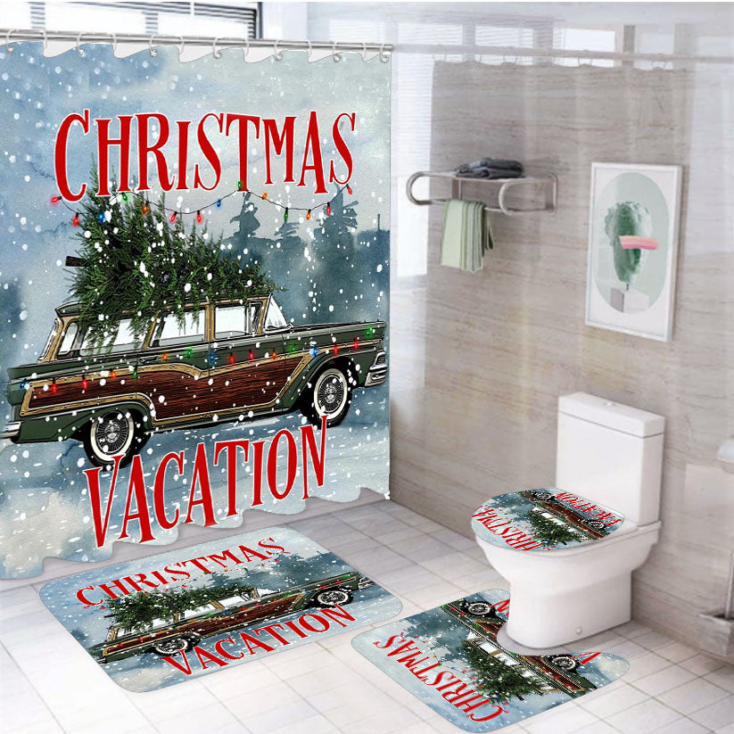 Christmas Vacation 4Pcs Bathroom Set Shower Curtain