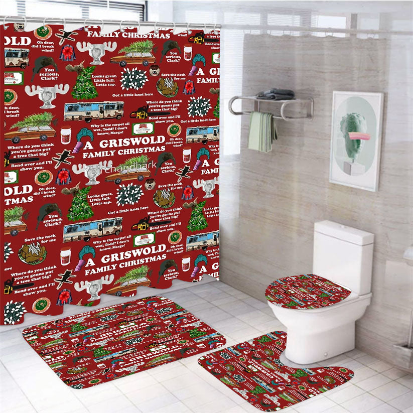 Christmas Vacation Collage 4Pcs Bathroom Set Shower Curtain