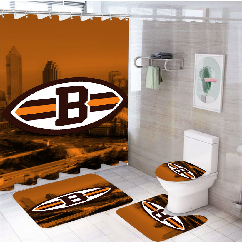 Cleveland Browns Emblem 4Pcs Bathroom Set Shower Curtain