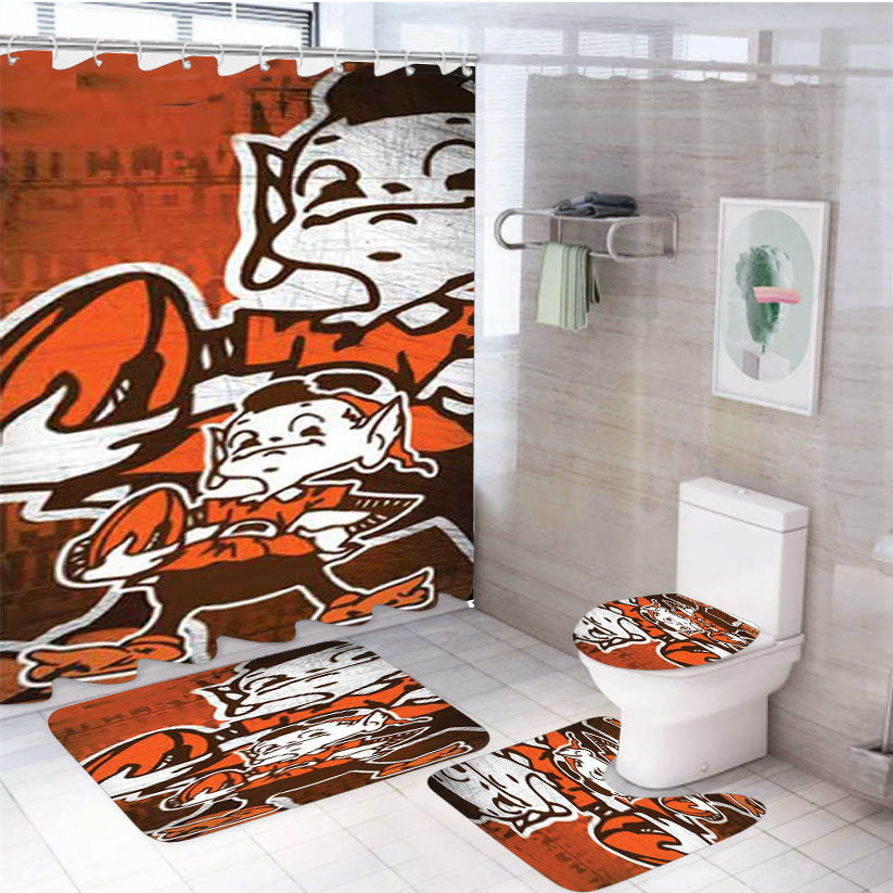 Cleveland Browns Vintage Overlap 4Pcs Bathroom Set Shower Curtain