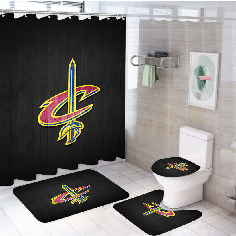 Cleveland Cavaliers Hardwood 2 4Pcs Bathroom Set Shower Curtain