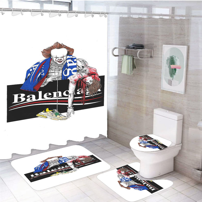 Clown It Hypebeast Balenciaga Style 4Pcs Bathroom Set Shower Curtain