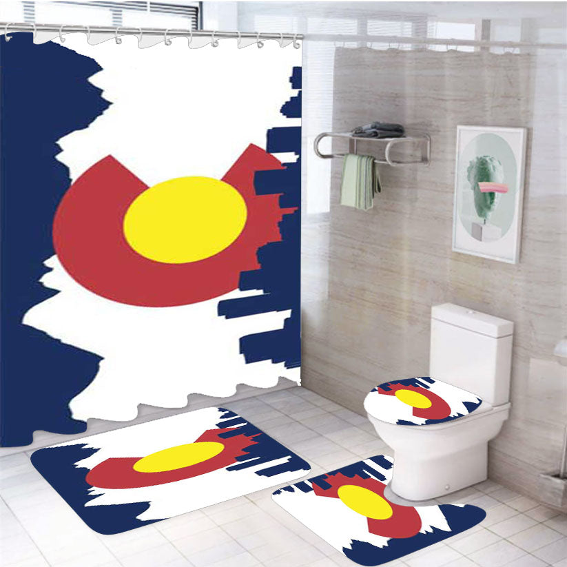 Colorado Flag Skyline 4Pcs Bathroom Set Shower Curtain