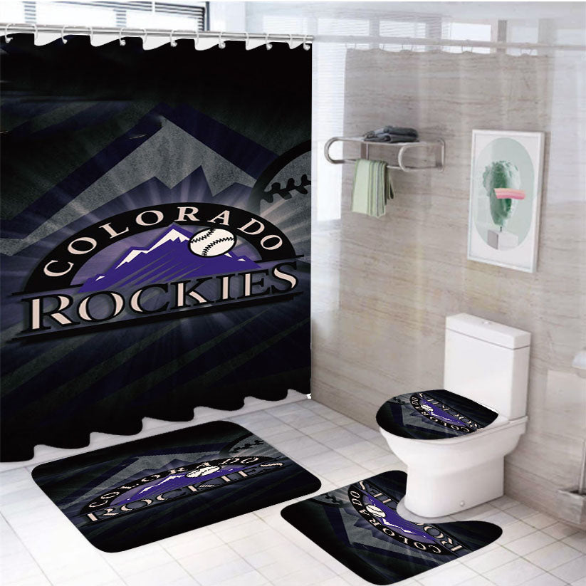 Colorado Rockies Baseball 7 4Pcs Bathroom Set Shower Curtain