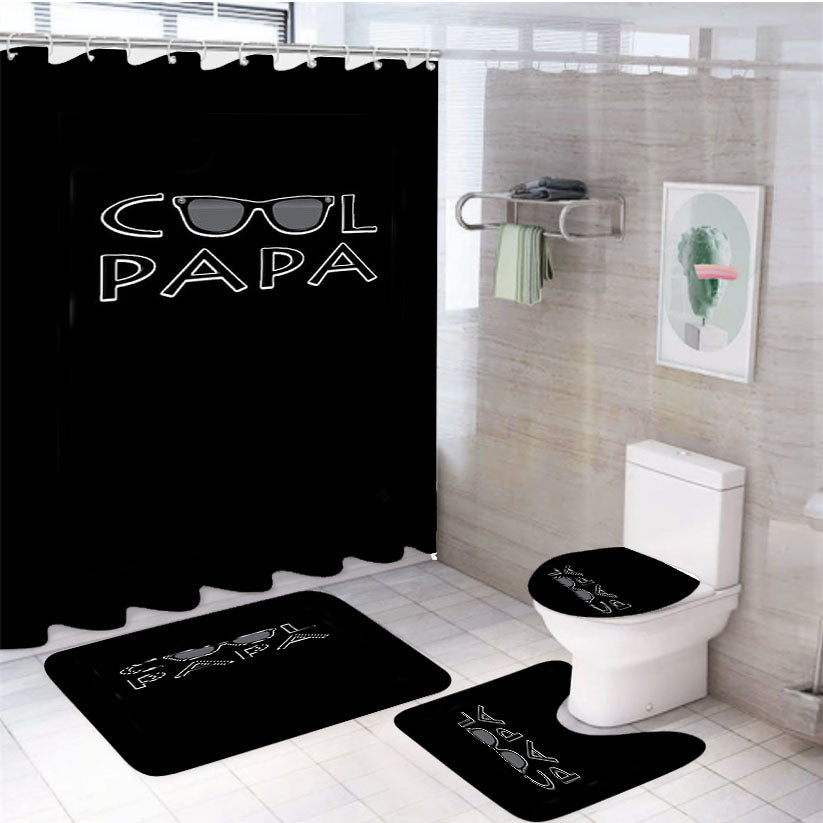 Cool Papa Gift New Christmas 4Pcs Bathroom Set Shower Curtain