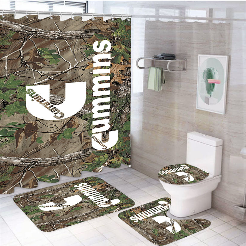 Cummins Diesel Camouflage Realtree Logo 4Pcs Bathroom Set Shower Curtain