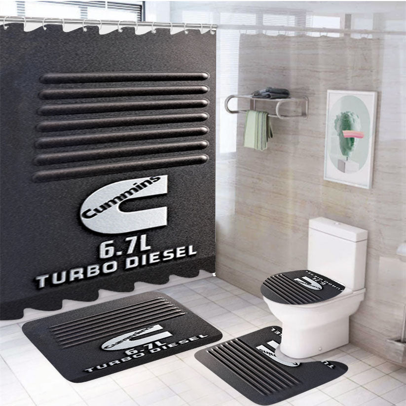 Cummins Turbo Diesel Engine 4Pcs Bathroom Set Shower Curtain