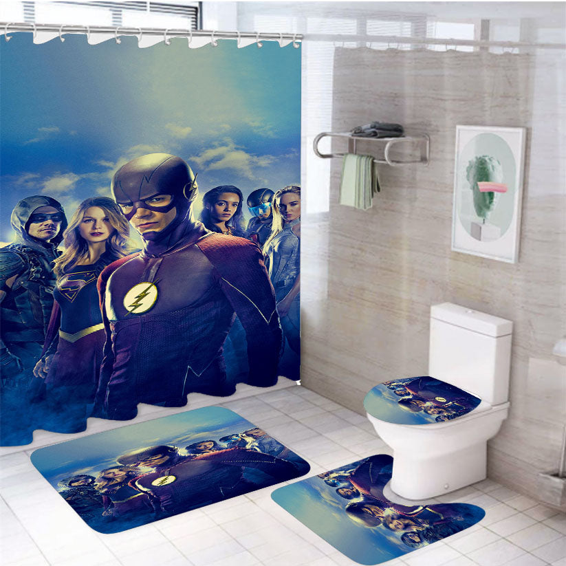 Cw The Flash Arrow Supergirl Legends 4Pcs Bathroom Set Shower Curtain