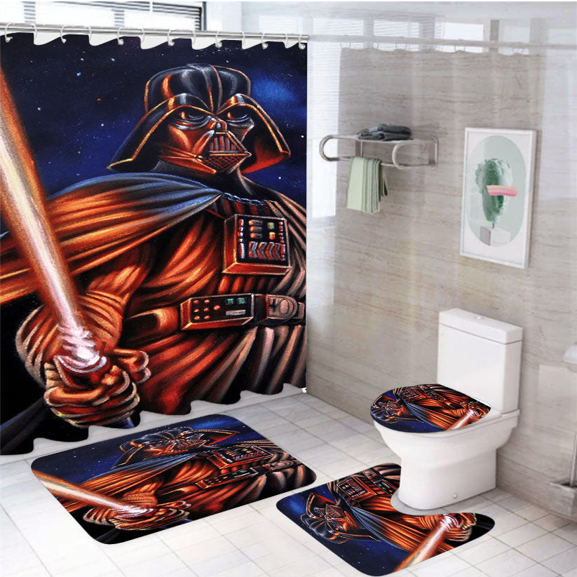 Darth Vader And Lightsaber Galaxy Wallpaper 4Pcs Bathroom Set Shower Curtain