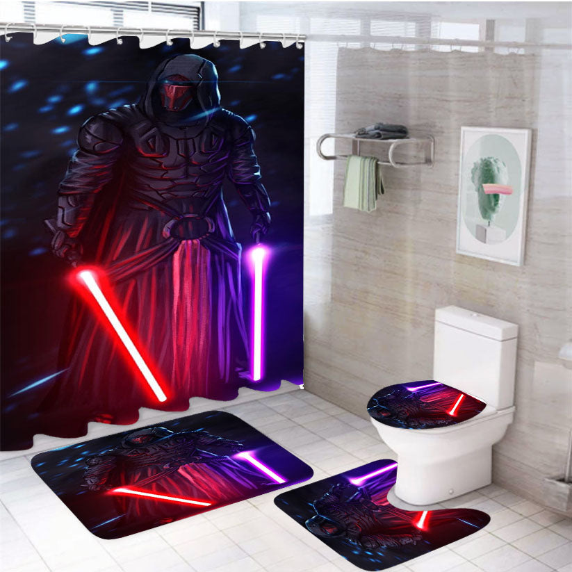 Darth Vader And Two Saber 4Pcs Bathroom Set Shower Curtain