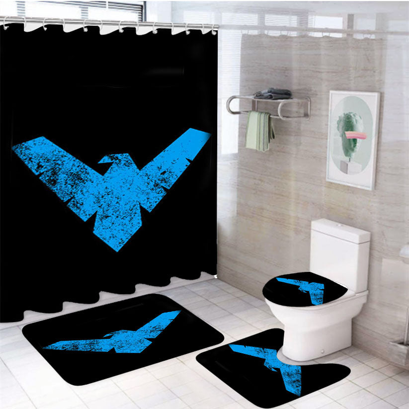 Dc Comics Nightwing Logo 4Pcs Bathroom Set Shower Curtain