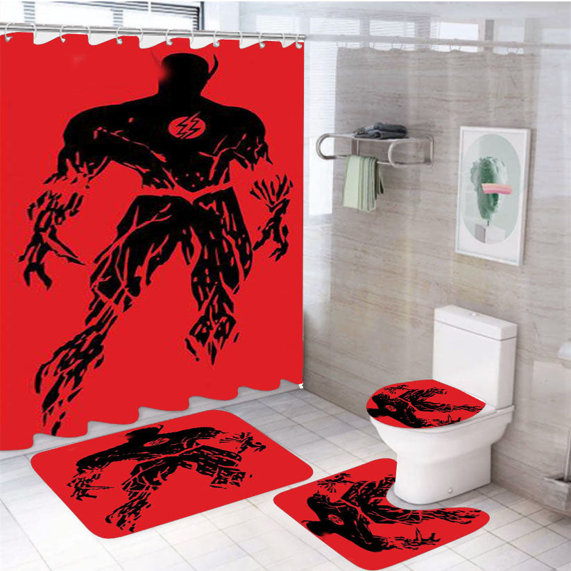 Dc Superheroes The Flash Silhouette 4Pcs Bathroom Set Shower Curtain