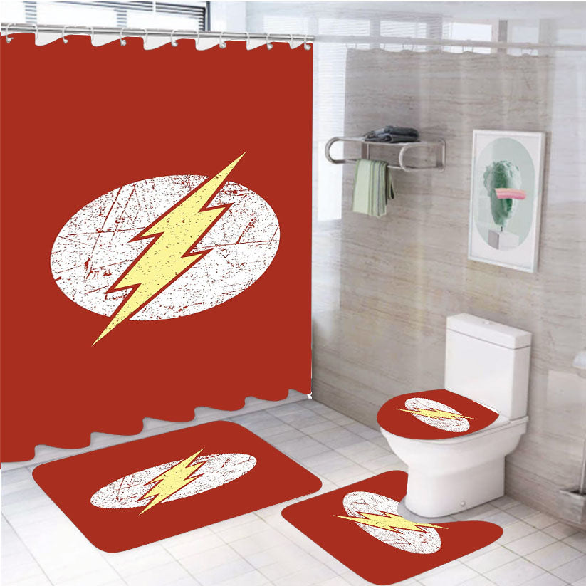 Dc The Flash Minimalist Art Logo 4Pcs Bathroom Set Shower Curtain