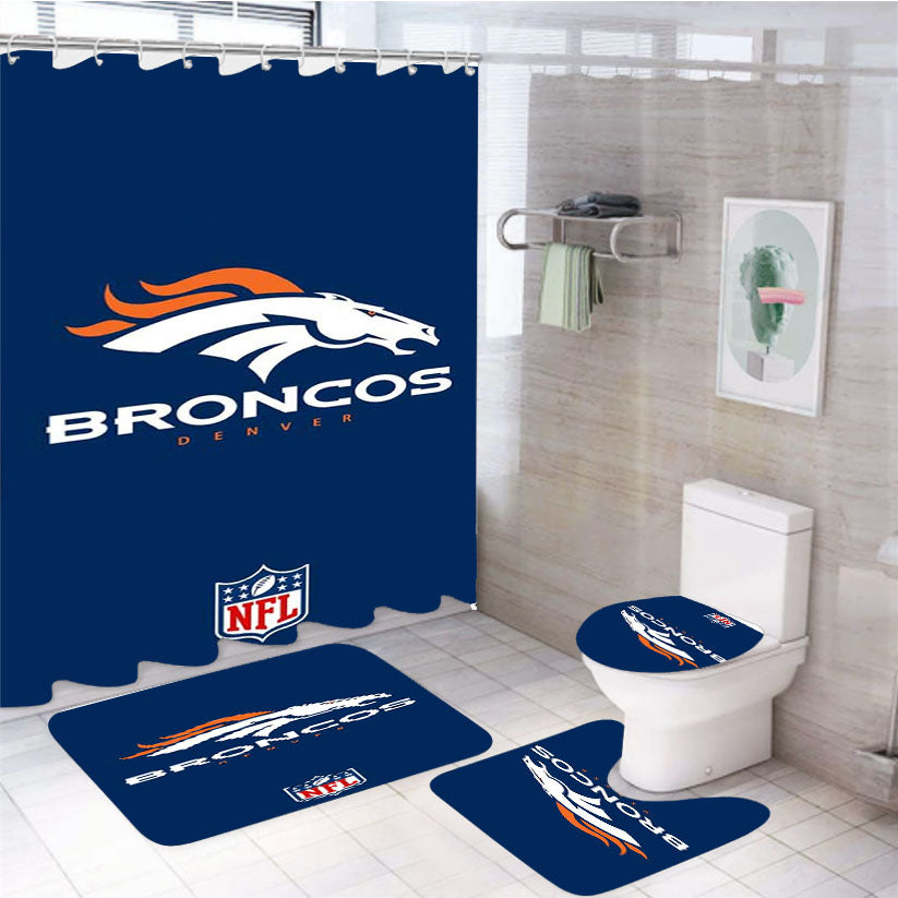 Denver Broncos Zr 1 4Pcs Bathroom Set Shower Curtain