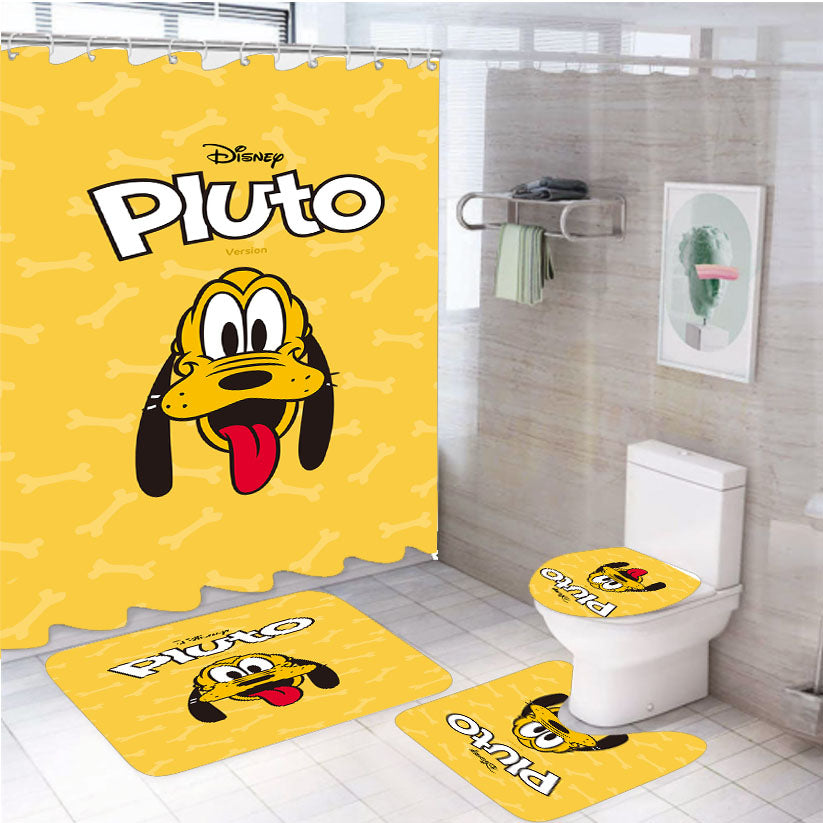 Disney Pluto Wallpaper 4Pcs Bathroom Set Shower Curtain