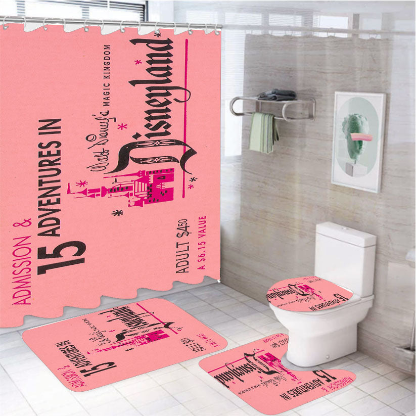 Disneyland Ticket 4Pcs Bathroom Set Shower Curtain
