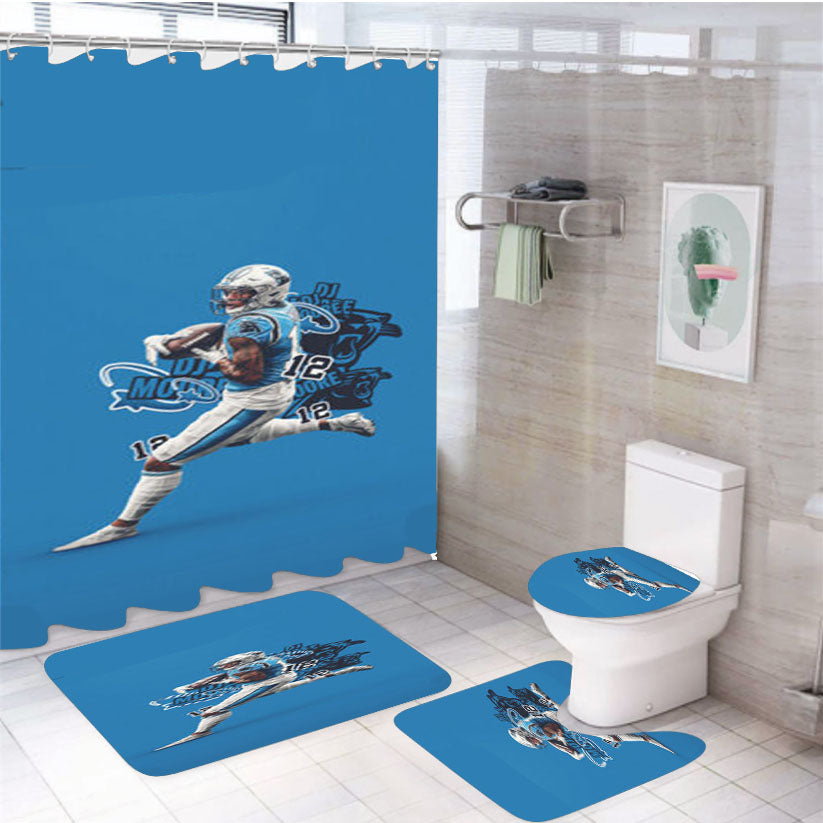 Dj Moore Carolina Panthers 4Pcs Bathroom Set Shower Curtain