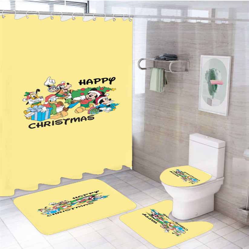 Fairytale Happy Christmas 4Pcs Bathroom Set Shower Curtain