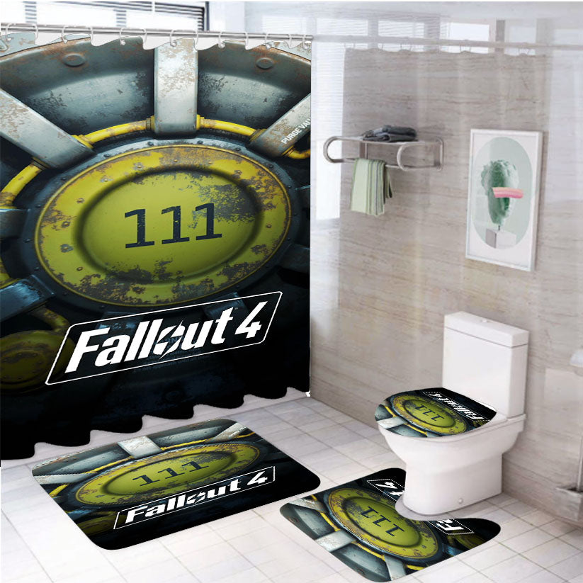 Fallout 4 Background 111 4Pcs Bathroom Set Shower Curtain