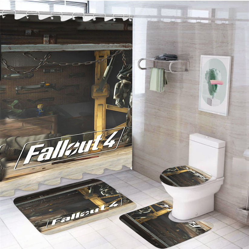 Fallout 4 Garage 4Pcs Bathroom Set Shower Curtain