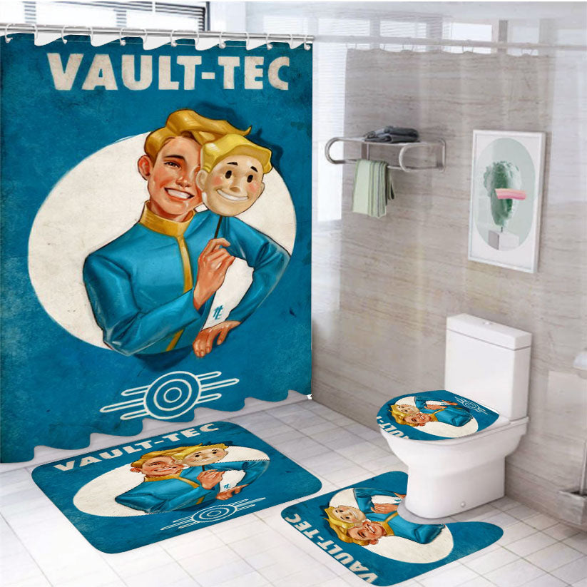 Fallout 4 Vault Tech 4Pcs Bathroom Set Shower Curtain