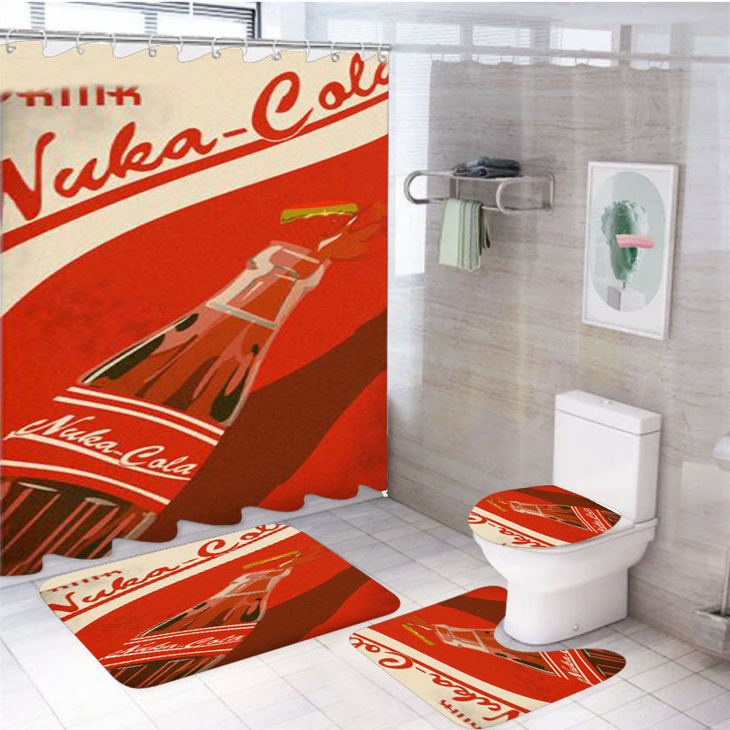 Fallout Nuka Cola 4Pcs Bathroom Set Shower Curtain