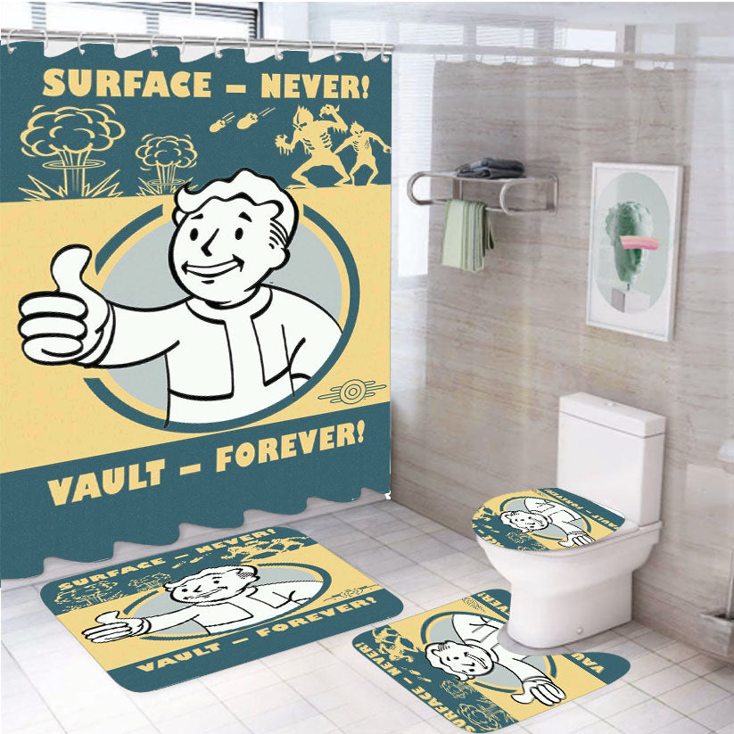 Fallout Surface Never Vault Forever 4Pcs Bathroom Set Shower Curtain