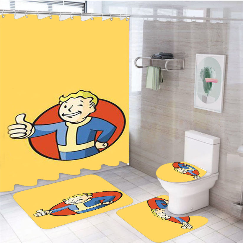 Fallout Vault Tec Boy 4Pcs Bathroom Set Shower Curtain