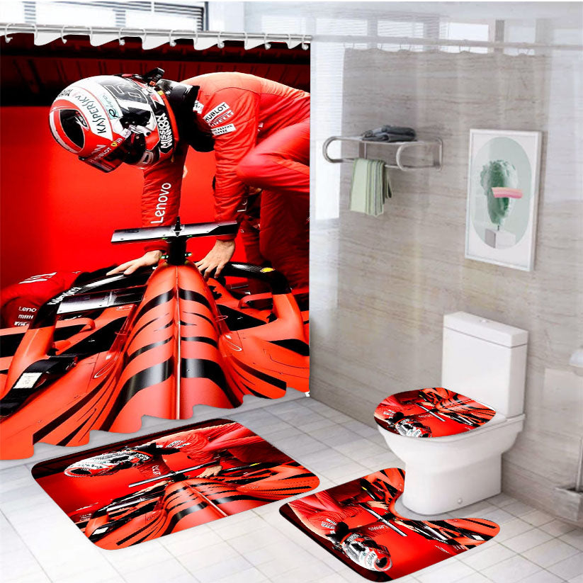 Ferrari F1 Scuderia 4Pcs Bathroom Set Shower Curtain