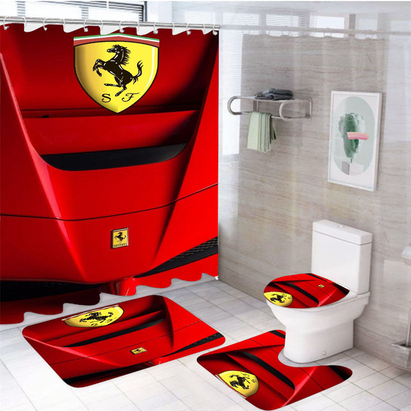 Ferrari Luxury Sport Car 4Pcs Bathroom Set Shower Curtain