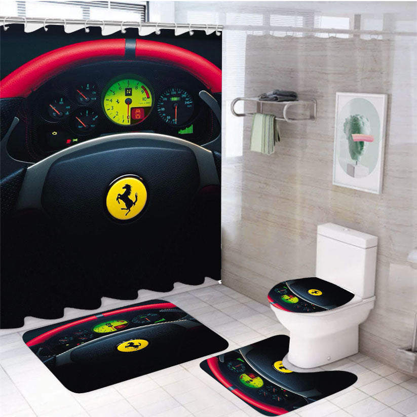Ferrari Spedometer 4Pcs Bathroom Set Shower Curtain