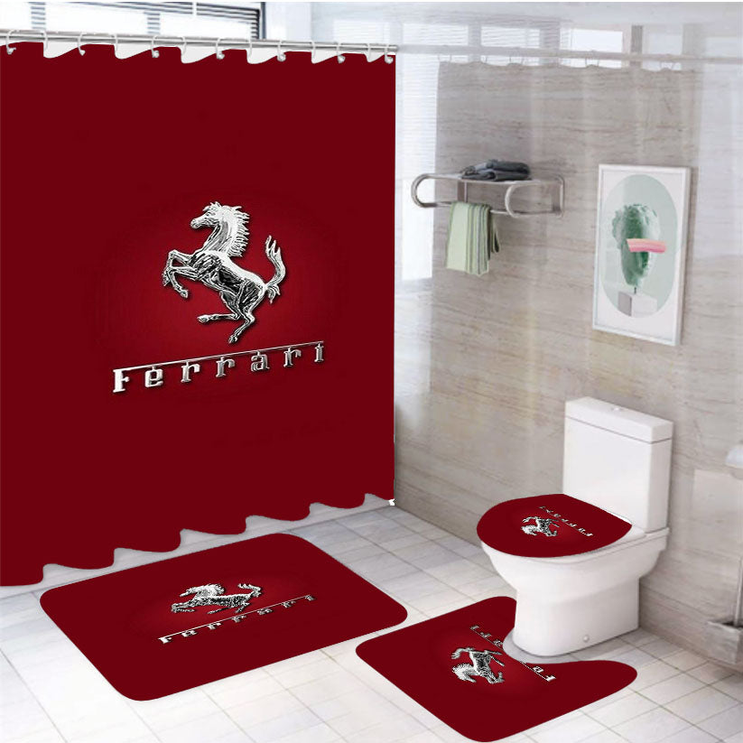 Ferrari Sports Car Wallpaper 4Pcs Bathroom Set Shower Curtain