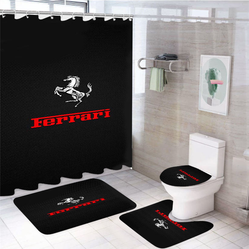 Ferrari Steering Wheel 4Pcs Bathroom Set Shower Curtain