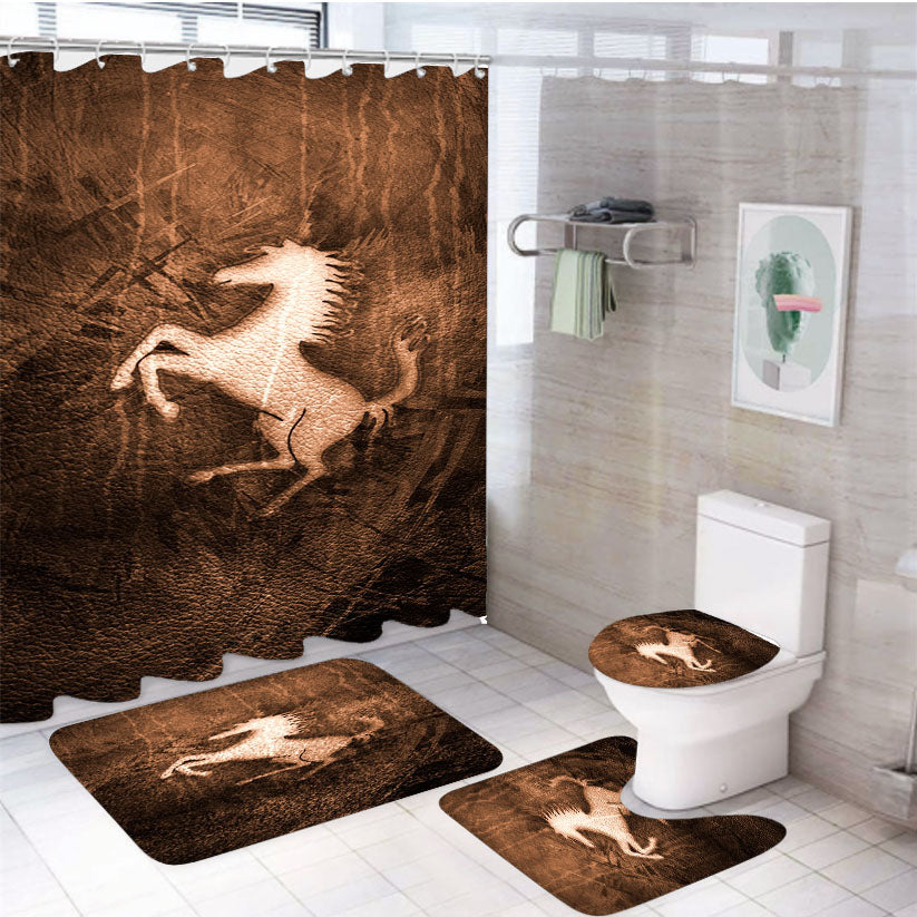 Ferrari Textured 4Pcs Bathroom Set Shower Curtain