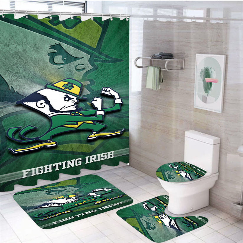 Fighting Irish Notre Dame Spot Light Green 4Pcs Bathroom Set Shower Curtain