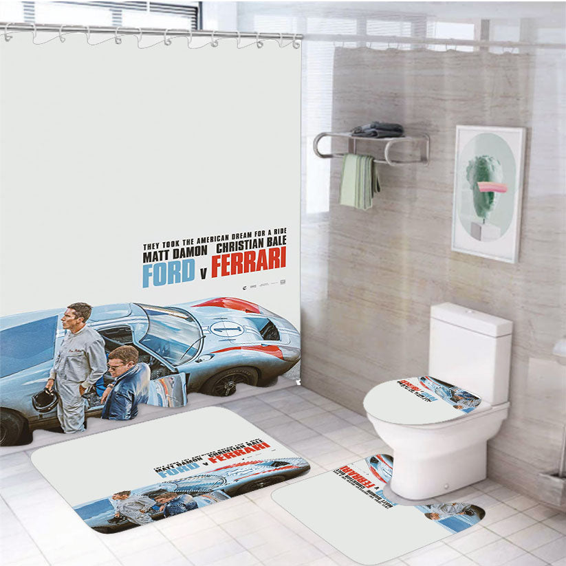 Ford Ferrari 2019 Movie Poster 4Pcs Bathroom Set Shower Curtain
