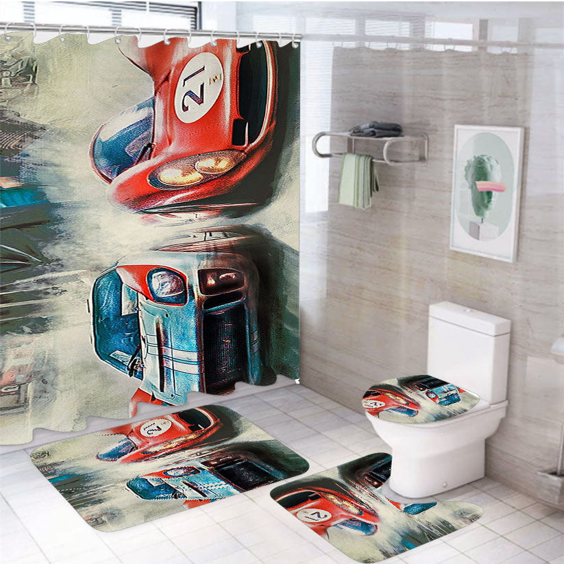 Ford Ferrari Movie Car Artwork 4Pcs Bathroom Set Shower Curtain