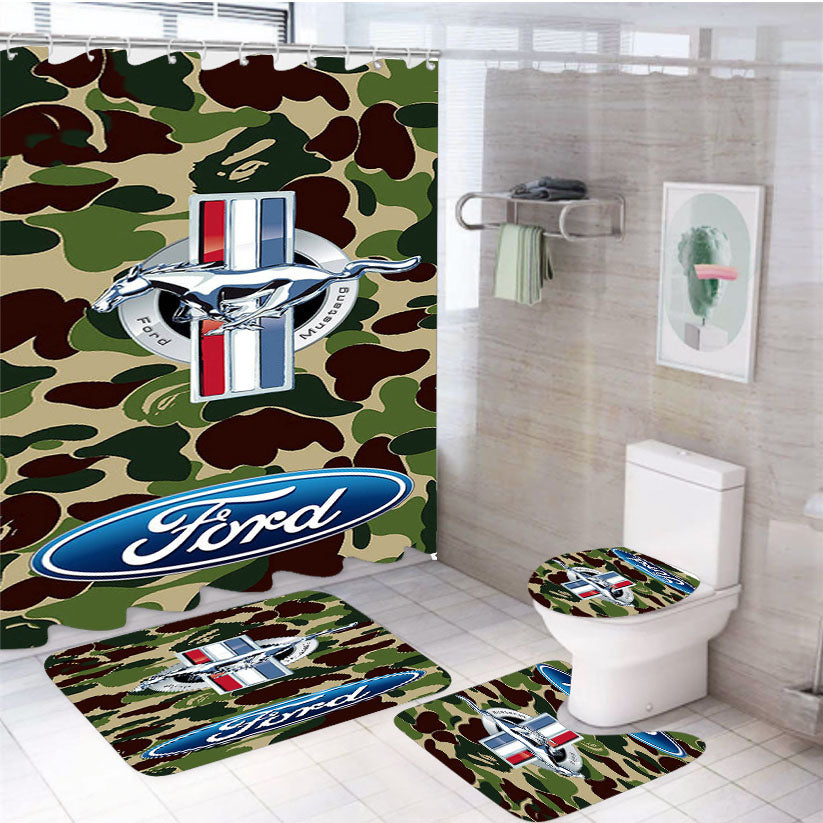 Ford Mustang Bape 4Pcs Bathroom Set Shower Curtain