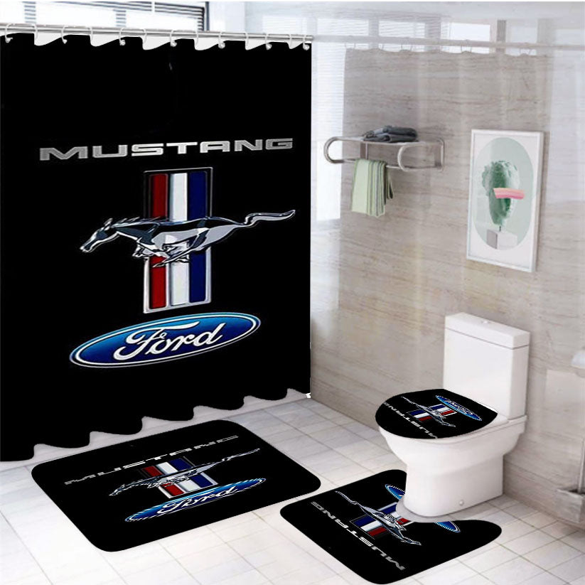 Ford Mustang Logo 4Pcs Bathroom Set Shower Curtain