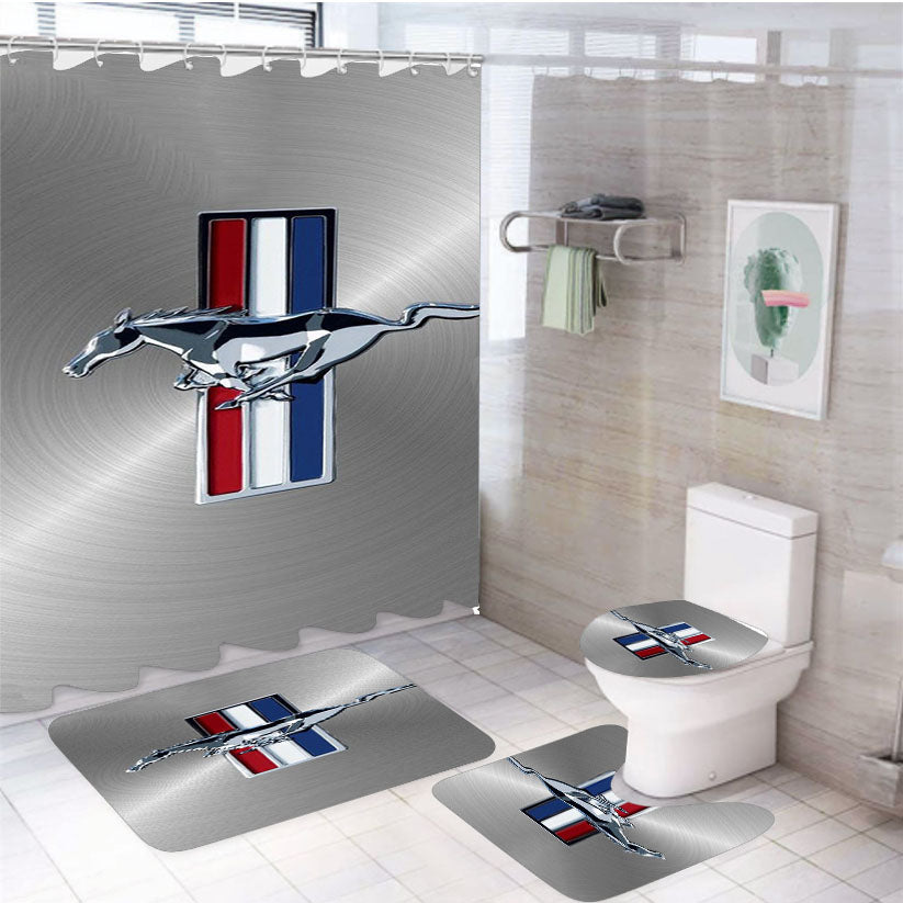 Ford Mustang Plate 4Pcs Bathroom Set Shower Curtain